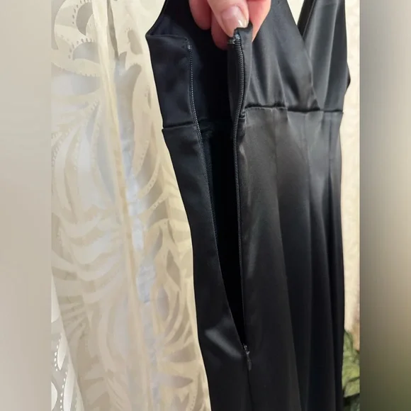 Bebe Vintage Black Satin Pencil Skirt Dress - Picture 8 of 11